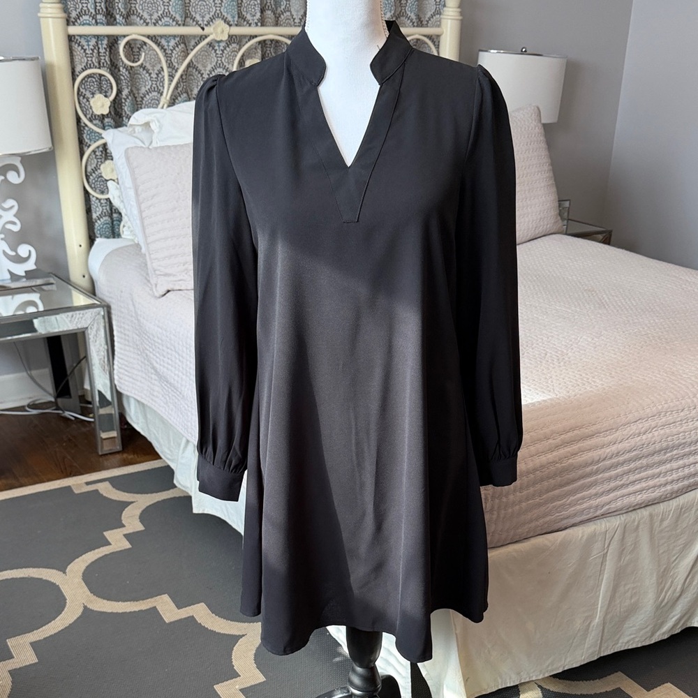 Super Cute Black Long Sleeve Dress w/ Adorable Silver Buttons Down The Back 4